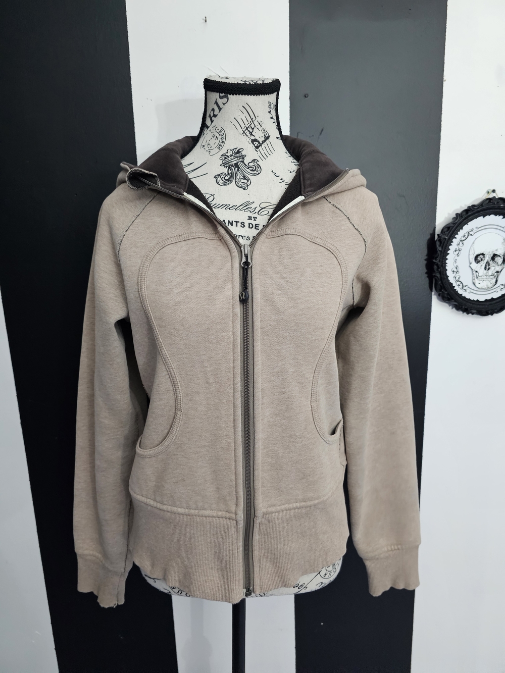 lululemon athletica Taupe Zip-Up Hooded Jacket